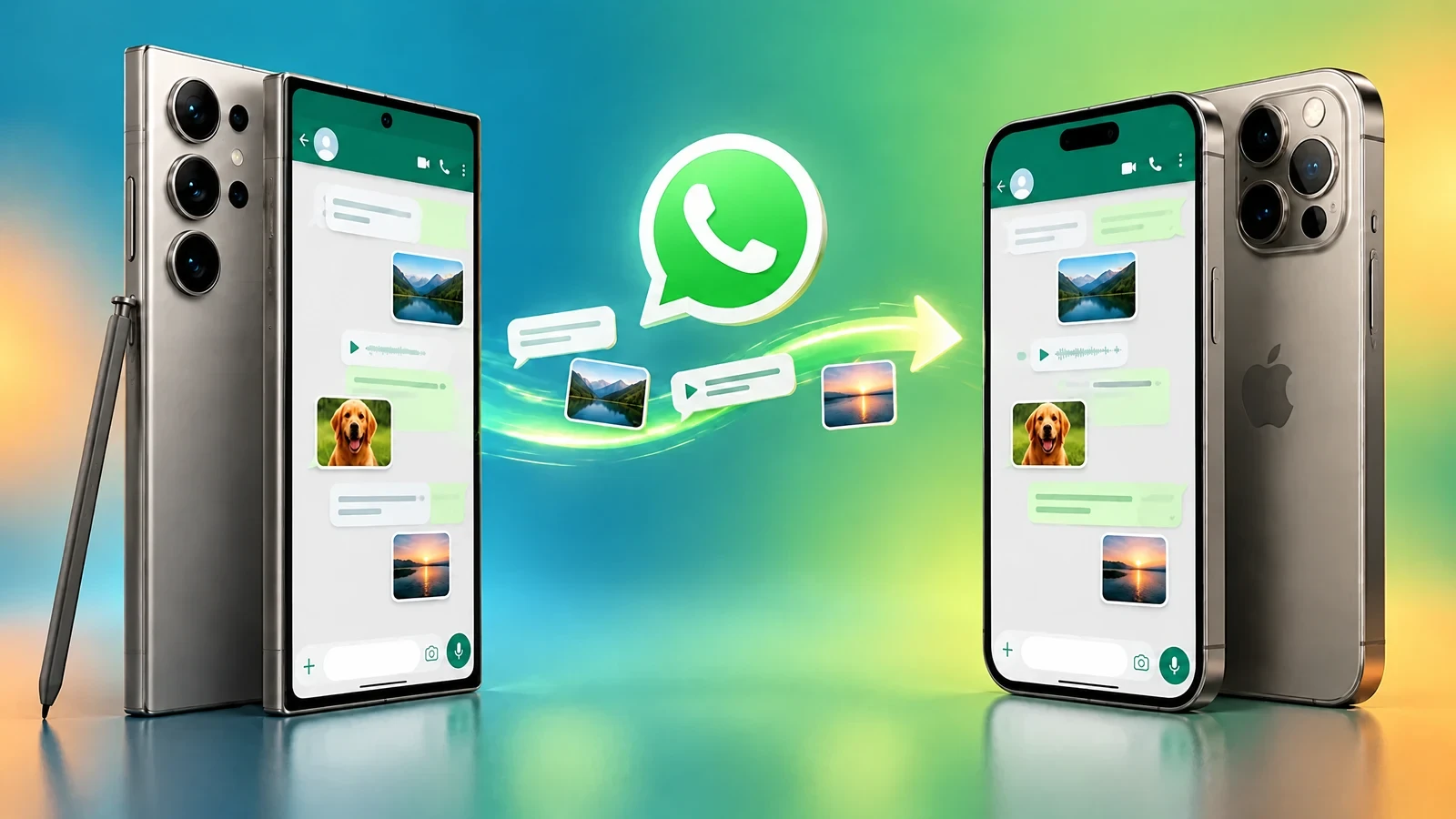 Chat di WhatsApp che passano da un Samsung Galaxy a un iPhone