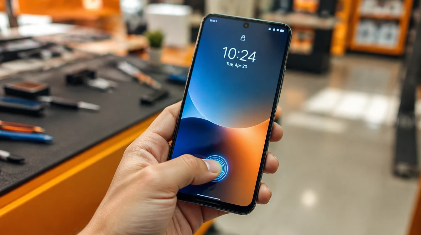 Smartphone riparato che si sblocca con l'impronta digitale sotto lo schermo